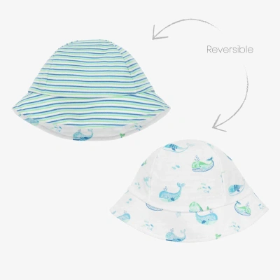 Kissy Kissy Baby Boys Watercolour Whales Hat In White