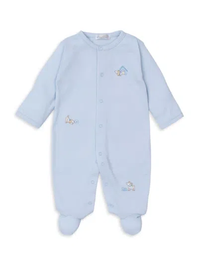 Kissy Kissy Baby's Embroidered Dog Footie In Light Blue