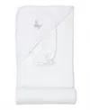 Kissy Kissy Baby's Gingham Jungle Hooded Towel With Mitt Set In Blue In White
