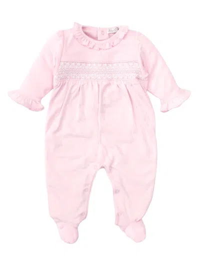 Kissy Kissy Baby Girl's Charmed Smocked Cotton Footie In Pink