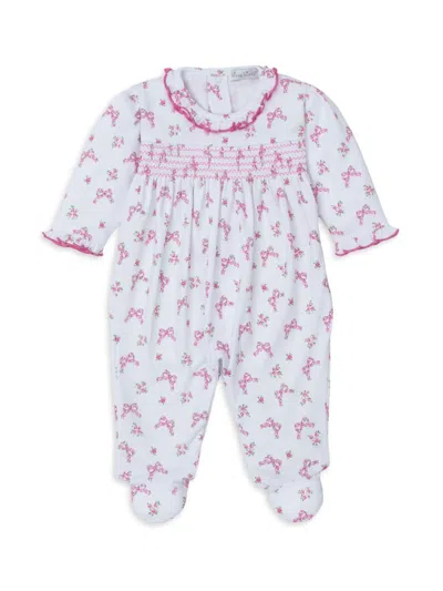 Kissy Kissy Baby Girl's Floral Bow Print Ruffle Footie In Pink