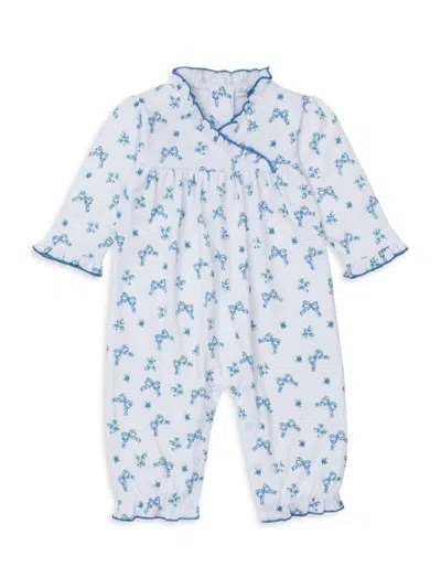 Kissy Kissy Baby Girl's Floral Ruffle-trim Wrap Coveralls In Light Blue