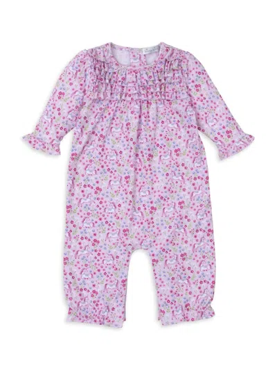 Kissy Kissy Baby Girl's Floral Unicorn Print Coveralls In Pink
