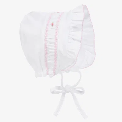 Kissy Kissy Baby Girls White Cotton Fall Bishop Bonnet