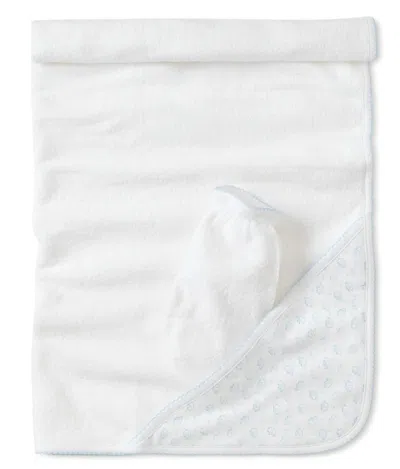 Kissy Kissy Baby's Towel + Mitten Set In Light Blue In White