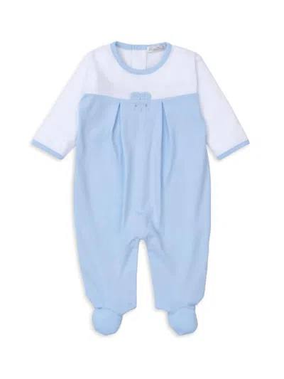 Kissy Kissy Baby's Two-tone Pleated Footie In Light Blue White