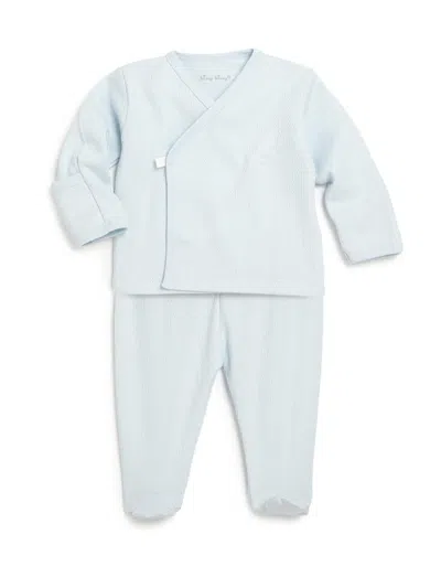 Kissy Kissy Baby's Two-piece Crossover Tee & Footed Pants Set In Blue