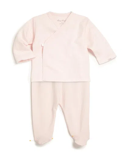 Kissy Kissy Baby's Two-piece Crossover Tee & Footed Pants Set In Pink