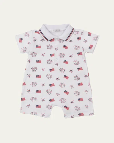 Kissy Kissy Kids' Boy's Bold Stripes And Bright Stars Short Playsuit, Newborn-18m In Multi