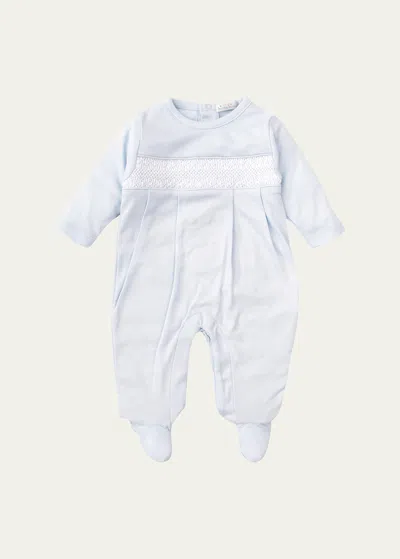 Kissy Kissy Kids' Boy's Clb Charmed Smocked Footie In Light Blue
