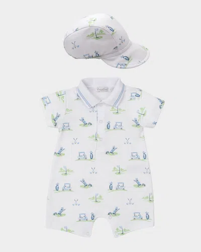 Kissy Kissy Kids' Boy's Fairway Foursome Short Playsuit And Hat Set In Multi Bl