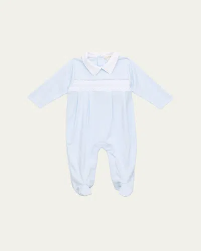 Kissy Kissy Babies' Boy's Hand-smocked Pima Cotton Footie In Blue