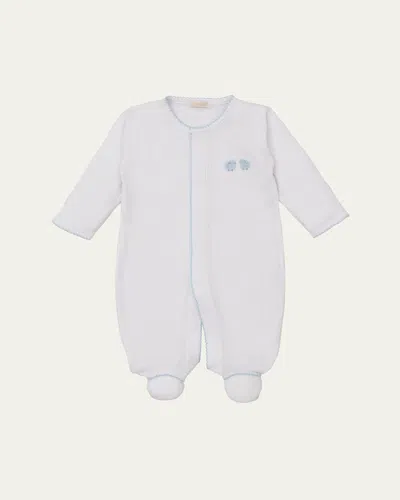 Kissy Kissy Kids' Boy's Premier Baa Baa Baby Sheep Embroidered Footie In White/lt Blue