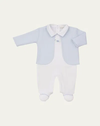 Kissy Kissy Kids' Boy's Premier Elephant Empire Jacket & Footie Set In White/lt Blue