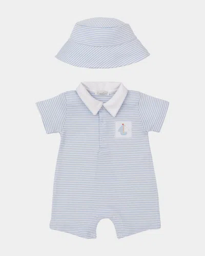 Kissy Kissy Kids' Boy's Saturday Regatta Striped Short Playsuit In Blue
