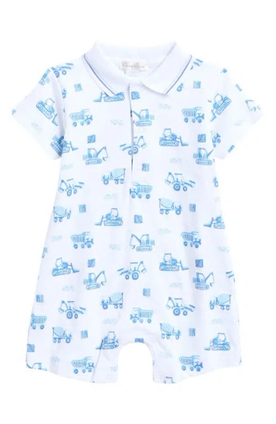 Kissy Kissy Babies'  Construction Pima Cotton Polo Romper In Light Blue