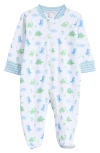 Kissy Kissy Dino Print Pima Cotton Footie In Dino Multi
