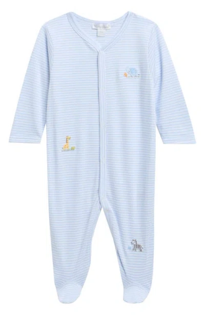 Kissy Kissy Babies'  Embroidered Pima Cotton Footie In Blue