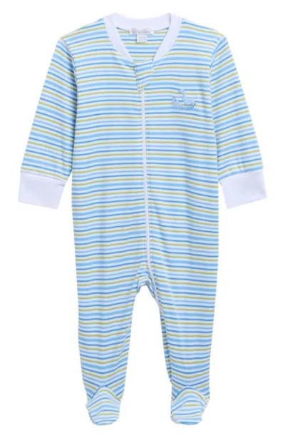 Kissy Kissy Babies'  Embroidered Pima Cotton Footie In Blue