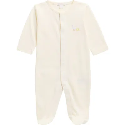 Kissy Kissy Babies'  Embroidered Pima Cotton Footie In Yellow
