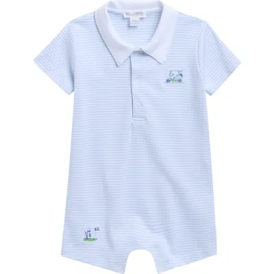 Kissy Kissy Babies'  Embroidered Pima Cotton Romper In Blue