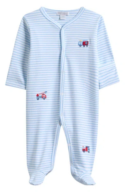 Kissy Kissy Babies'  Embroidered Stripe Footie In Blue