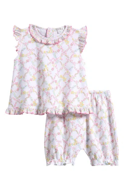 Kissy Kissy Babies'  Floral Pima Cotton Ruffle Top & Shorts Set In White Multi