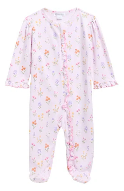 Kissy Kissy Babies'  Floral Print Pima Cotton Footie In Pink
