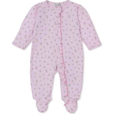 Kissy Kissy Babies'  Floral Ruffle Edge Pima Cotton Footie In Pink