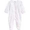 Kissy Kissy Floral Ruffle Edge Pima Cotton Footie In White