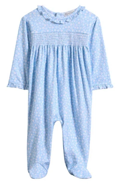 Kissy Kissy Babies'  Floral Ruffle Trim Footie In Blue