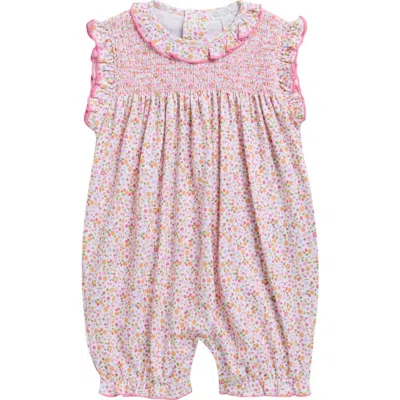 Kissy Kissy Babies'  Floral Smocked Pima Cotton Bubble Romper In Brown