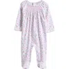 Kissy Kissy Floral Smocked Pima Cotton Footie In White