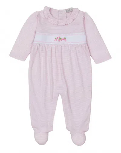 Kissy Kissy Kids' Girl's Classic Treasures Strawberry Footies In Pink Stripe