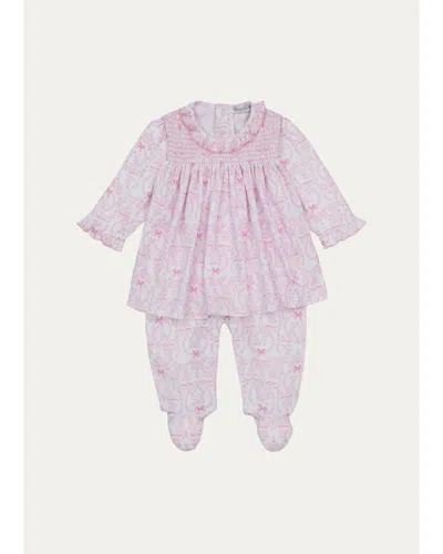 Kissy Kissy Kids' Girl's Delicate Blooming Bows Dress & Footed Pants Set In Multi