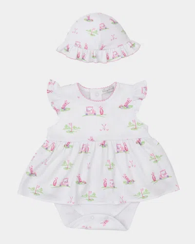 Kissy Kissy Kids' Girl's Fairway Foursome Bodysuit Dress & Hat Set In Multi