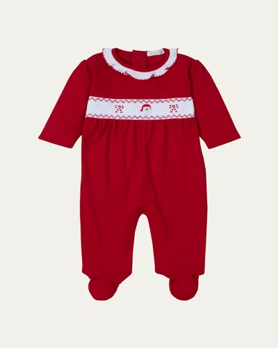 Kissy Kissy Kids' Girl's Holiday Medley '24 Hand Smocked Footie In Red