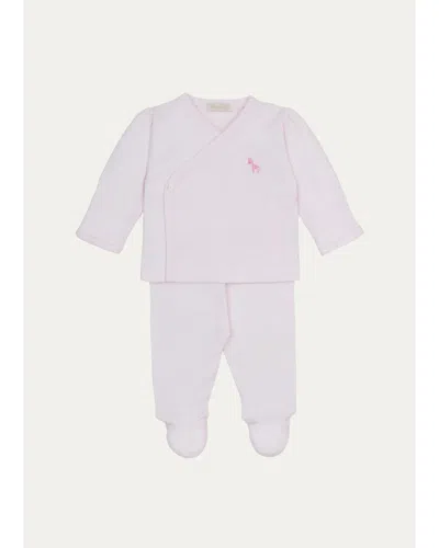 Kissy Kissy Kids' Girl's Jacquard Top & Footed Pants Set In Pink