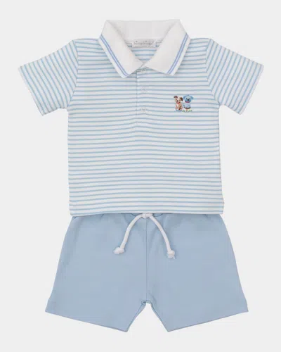 Kissy Kissy Kids' Girl's Playground Pups Two-piece Set In Blue