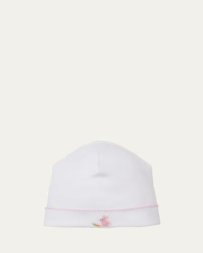 Kissy Kissy Kids' Girl's Premier Baby Bunny Patch Embroidered Hat In White/pink