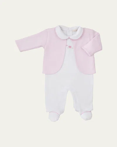Kissy Kissy Kids' Girl's Premier Elephant Empire Footie & Jacket Set In White/pink