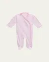 Kissy Kissy Girl's Premier Flowers Hand Embroidered Footie In Pink