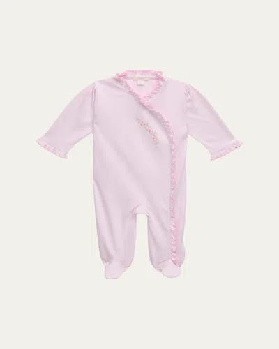 Kissy Kissy Babies' Girl's Premier Flowers Hand Embroidered Footie In Pink