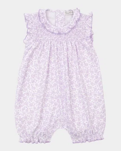 Kissy Kissy Kids' Girl's Summer Gardens Smocked Playsuit In Purple