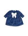 Kissy Kissy Girls' Bow Front Velour Dress - Baby In Navy