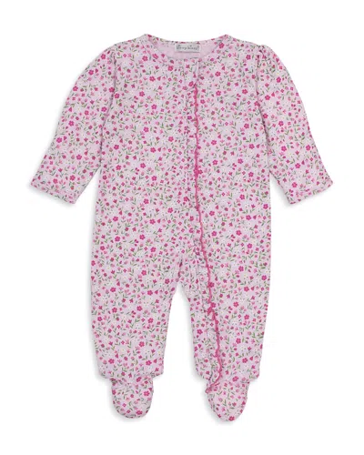 Kissy Kissy Girls' Floral Print Ruffled Zip Footie - Baby In Pink