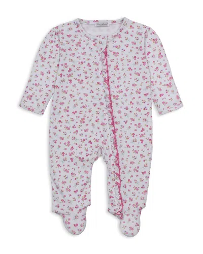 Kissy Kissy Girls' Floral Print Ruffled Zip Footie - Baby In Pink
