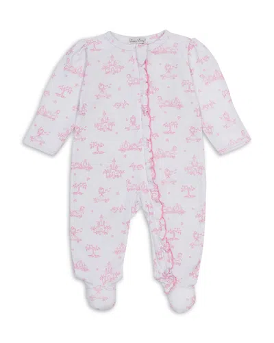 Kissy Kissy Girls' Princess Castle Print Ruffled Zip Footie - Baby In Pink
