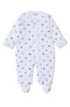 Kissy Kissy Hanukkah Print Pima Cotton Zip Footie In Blue