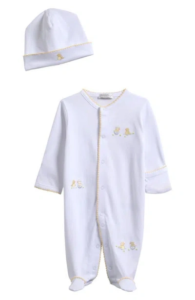 Kissy Kissy Babies'  Hatchlings Embroidered Pima Cotton Footie & Hat Set In White